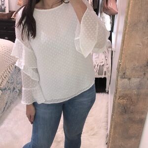 Sanctuary size medium white Swiss dot boho top